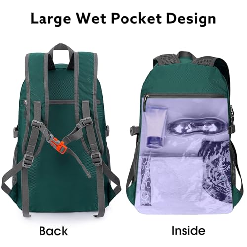 Image of G4Free 40L Lightweight Packable Hiking Backpack, Waterproof Travel Daypack | Water-Resistant Polyamide, Size: 18.9*12.9*9.4inch(L*W*H), 100% Waterproof Wet Pocket, Travel, Climbing, swimming