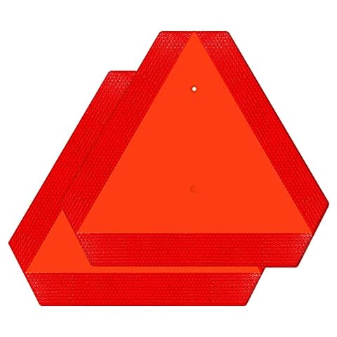 Sicol Plus Slow Moving Vehicle Sign Rust Free Aluminum sheet 0.5 mm (Pack of 02) Golf Cart Accessories, smv signs UTV Tractor Reflective warning signs size 16 X 14 Inches (Aluminum) Cover
