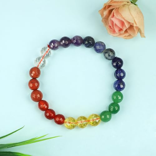 Image of Reiki Crystal Products Natural Crystal Stone 8 mm Faceted Diamond Cut Beads Bracelet for Men & Women | Reiki Charged Gemstone Bracelet | Multiple Stone Variants Available