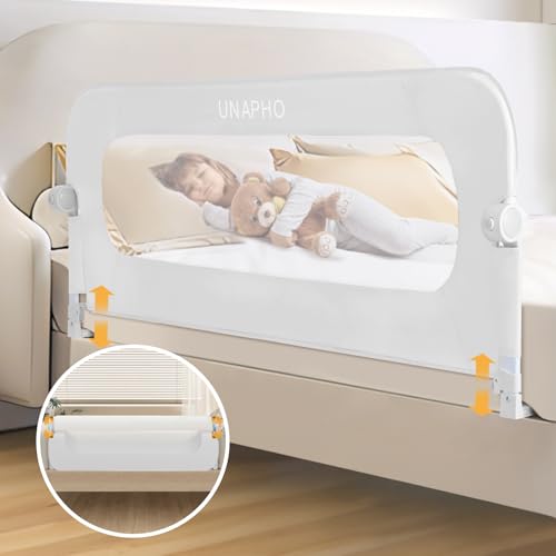 Image of Bed Rail for Toddlers,Swing Down Kids Bed Rails Guard for Twin,Full,Queen,Bunk Size Bed,Extra Tall Child Bed Rail Guard with Reinforced Anchor Safety System,47 inch L x 31 inch H White