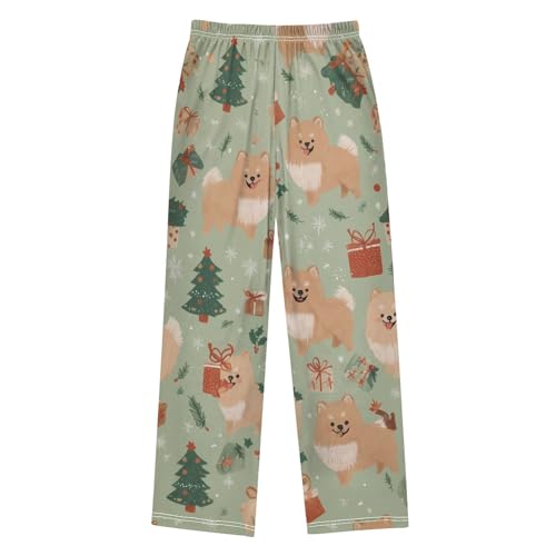 ZZXXB Pomeranian Pine Branch Boys Long Pants Soft Trousers Elastic Waist Kids Lounge Bottoms with Pockets S-XL2