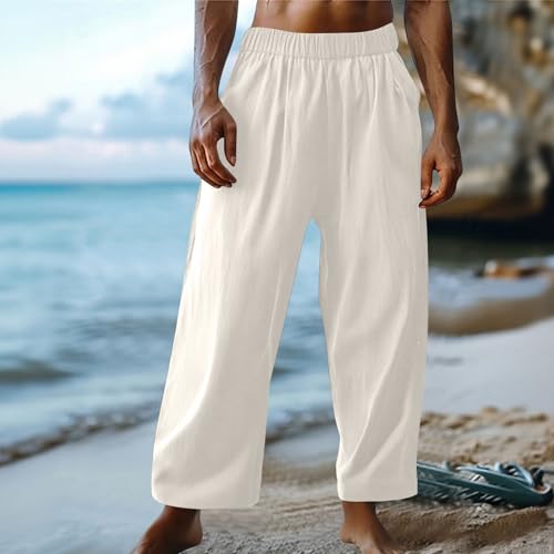 Mens Holiday Pants for Man Ruched Straight Leg Plain Long Leg Summer Fall 20252