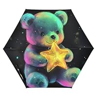 Amooorous Cartoon Cute Color Bear UV50+ compact umbrella for heavy rain wind portable and lightweight umbrellas for rain adult auto open sombrillas de lluvia