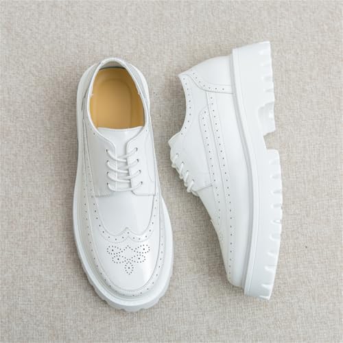 Men's Classic Patent Leather Platform Brogue Lace Up Dress Shoes Lace-Up Sneakers Lightweight Penny Formal Business Wedding Round Toe Moccasins Shoes2