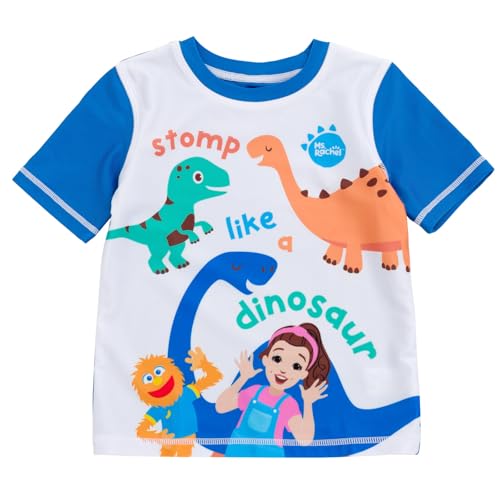 Ms. Rachel Dinosaur UPF 50+ Rash Guard and Swim Trunks Outfit Set Infant to Little Kid Sizes (12 Months - 5)2