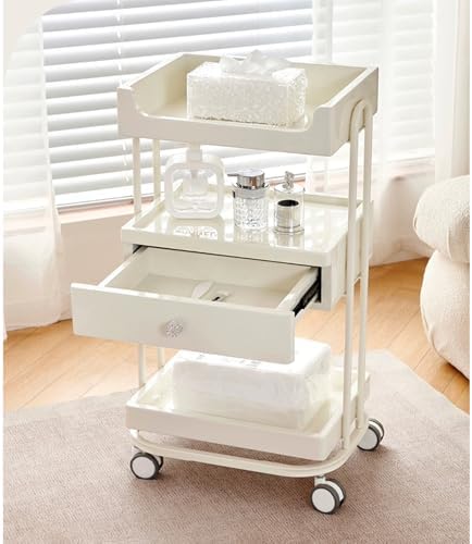 3 Tier Rolling Salon Cart, Esthetician Storage with Drawer, Beauty Supply Organizer, Medical Rolling Cart for Salon, Spa & Home Use – Durable & Functional