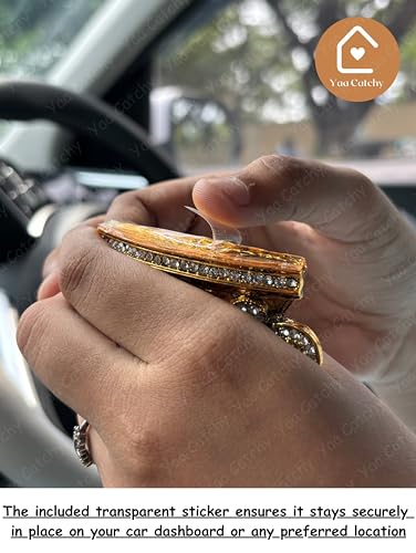 Image of Lord Ganesha Car Dashboard Idol & Crystal Stones Hindu God Ganpati.Believed to Protect and Bless Travelers on Their Journeys. (Umbrella Colour)