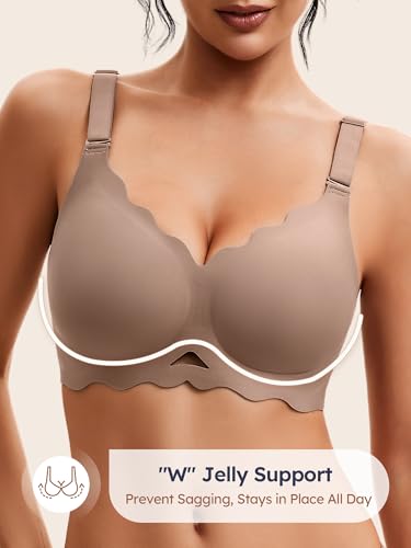 Image of Wireless Jelly Bras for Women No Underwire Seamless Full Coverage Bra with Support Comfort T-Shirt Bralette