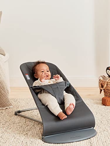 BabyBjörn Bouncer Bliss, Cotton, Petal Quilt, Anthracite 2-in-1 Adjustable Baby Bouncer Seat and Toddler Chair, Newborn to Toddler (8-29 lbs), 4 positions, Lightweight & Portable