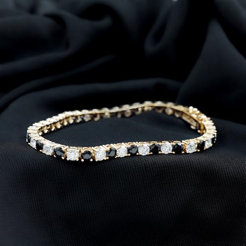 Certified Lab Grown Diamond Tennis Bracelet, Ef-Vs Quality, Black and White Diamond Bracelet - Ready To Gift2