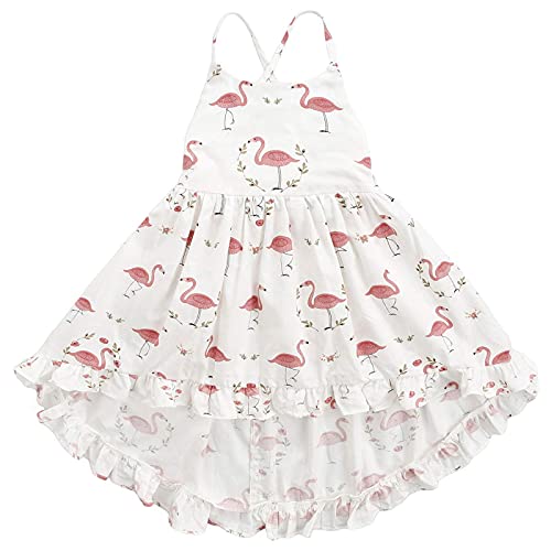 Summer Dresses Kids Dress 2T Summer Dress 2 Flamingo Party Dresses For Girls Summer Dress 2T Wedding Birthday Party Toddler Kids Backless Sleeveless Dress (A3Flamingo,90) #TOP16