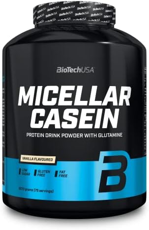BioTechUSA Micellar Casein, Napój proteinowy z kazeiną micelarną, cukrem i substancjami słodzikiem, bezglutenowy, beztłuszczowy, 2.27 kg, Wanilia