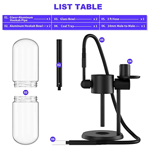 ZXLe 15-Zoll-Shisha-Set, Multifunktionales Premium-Shisha-Shisha-Set Mit Schlauch, Metallgehäuse, Um 360 Grad Drehbare… – Bild 3