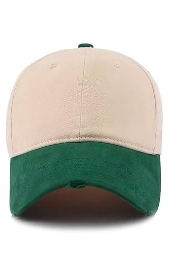COTIDI Casquette Homme Femme Bicolore 100% Coton Baseball réglable (Vert)
