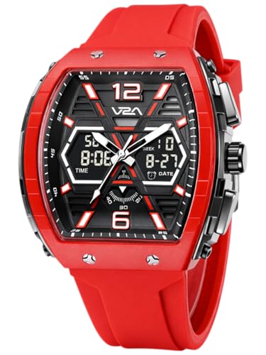 Image of V2A Impact 50mm Analog Digital Watch for Men | X-Frame Hybrid Dial Design | Alarm Stopwatch Day Date 12 /24 Hr | TPU Sport Strap | 50M Water Resistant | Gift for Mens