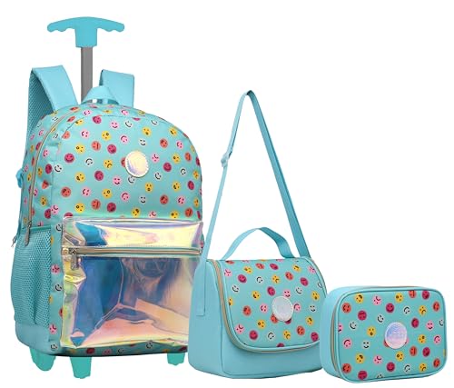 Kit Mochila Carrinho Lancheira Estojo Escolar Juvenil KIT8163 (AZUL)