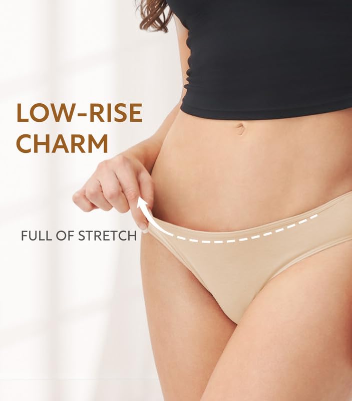 DAVID ARCHY Ropa interior de bikini de algodón para mujer, transpirable, de talle bajo, suave, para mujer, paquete múltiple