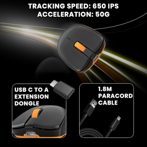 Image of Cosmic Byte Velox 39g Ultra-Light Tri-Mode Gaming Mouse | PixArt PAW3395 Sensor | 26,000 DPI | 650 IPS | 50G Acceleration | Paracord Cable | PTFE Feet | 1000Hz Polling | 230mAh Battery (Black)