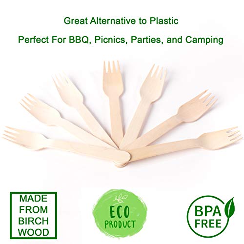 Huji Eco-Friendly Disposable Wooden Forks Set Silverware For Birthday Party Events Holiday Family Gathering Camping Bbq Cutlery (50 Ct, Forks) #TOP1