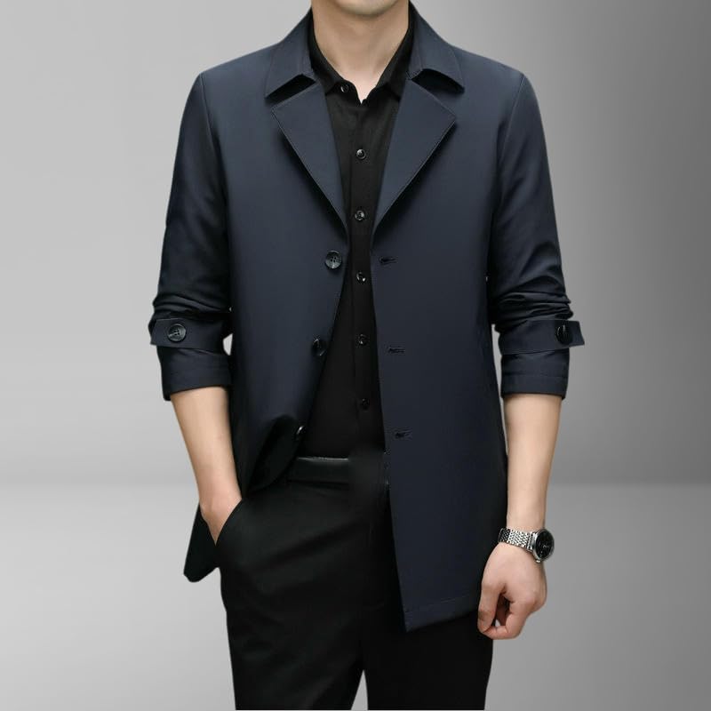 Traje medieval casual de hombre para abrigar con estilo y corte delgado azul oscuro S 4