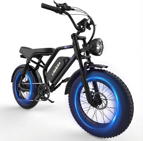 Likebike UM1 20" Fat Tire Electric Bike, 3000W Peak Power Motor, 80 Miles Long Range 48V 30Ah Battery Off-Road E-Bicycle, Fast Speed, NFC Smart Unlock, Full Suspension