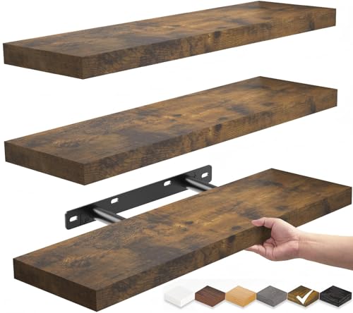 Floating Shelves for Wall – Over Toilet Farmhouse Rustic Wood