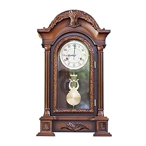 Desk Clock Retro High end Desk Clock Wood Carving Mechanical Desk Clock Movement Wall Clock Desktop Pendulum Clock Tabletop Clock