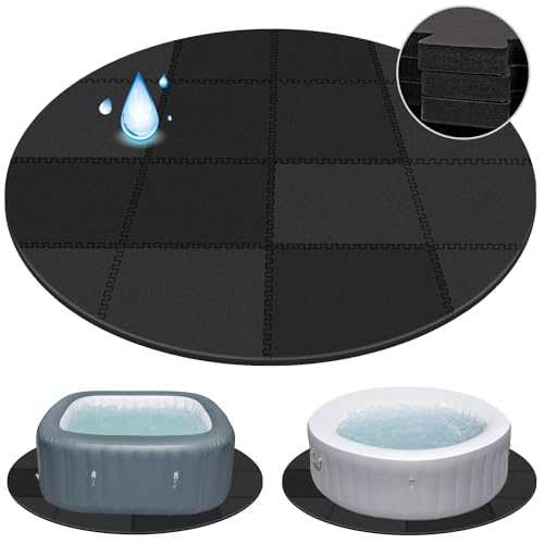 78 Inch Round Hot Tub Mat - Extra-Thick Interlocking Hot Tub Protective Pad Spa Pool Foam Insulation Mat Ground Base Flooring Protector for Portable Inflatable Hot Tub Accessories Outdoor Indoor