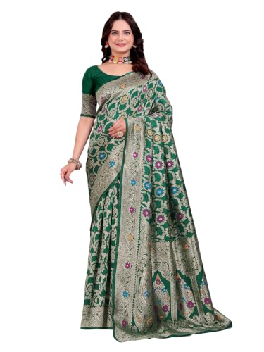 Image of Banarasi Jacquard Woven Saree for Women with unstitched Blouse Piece | Festive & Wedding Occasion Saree