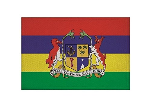 U24 Aufnäher Mauritius mit Wappen Fahne Flagge Aufbügler Patch 9 x 6 cm