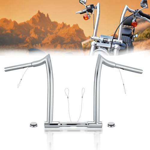 Image of 12'' Rise Ape Hangers Chizeled bar with Pull Wires for Harley