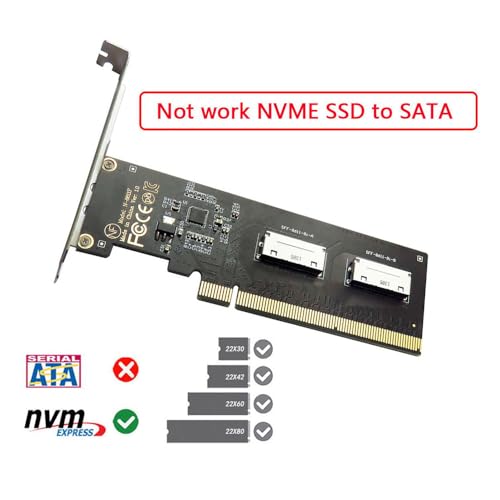 Image of Xiwai PCI-Express 16x to Dual Oculink SFF-8612 SFF-8611 8X VROC Adapter for Mainboard SSD Graphics Card PCIE