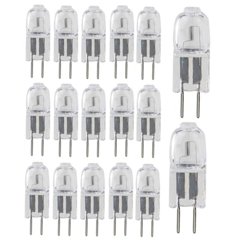 UGEFKMQ 20Pc Bombilla Halógena G5.3 24V 50W Mini Bombillas De Foco G5.3 2 Pines Lámpara De Cápsula Transparente Bombilla G5.3 35W Regulable Blanco Cálido 20W