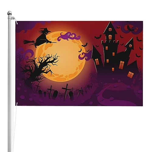 Drapeau de jardin Happy Halloween grand format 1,2x1,8m pour décoration extérieure