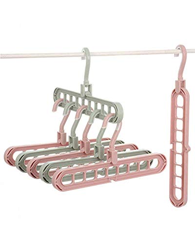 Image of Multi Hanger With Swivel Hook 9 Holes Magic Wardrobe Space Saver Folding Hangers Closet Organiser Anti-Skid Plastic 360 Degree Wet And Dry Clothes Hanger (Pack Of 6)