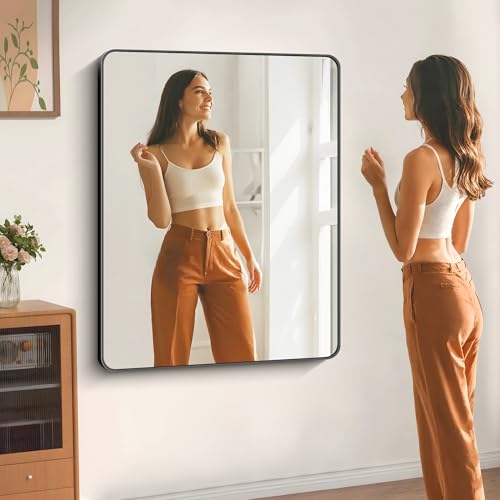 Image of DESBING 40 inch x 48 inchBathroom Mirror, Matte Black Wall Mirror with Metal Frame, Decorative Rectangular Vanity Mirror for Bedroom Bathroom Living Room Entryway (Horizontal /Vertical)