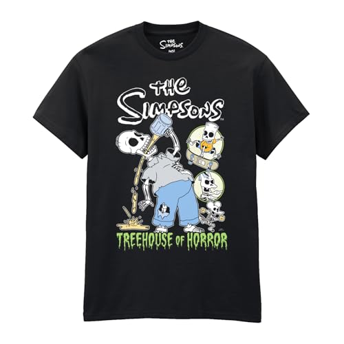 Image of Heroes Inc. The Simpsons Treehouse of Horror T-Shirt – Officially Licensed Adult Graphic Tee, Premium Cotton, Halloween & Horror Fan Gift (UK, Alpha, L, Regular, Regular) Black