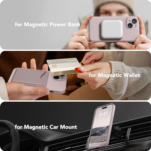 Image of Magnetic for iPhone 14 Case, Compatible with MagSafe, [Full Camera Protection][Screen Protector] Silicone Shockproof Protective Phone Case for iPhone 14 6.1 inch, Hazel