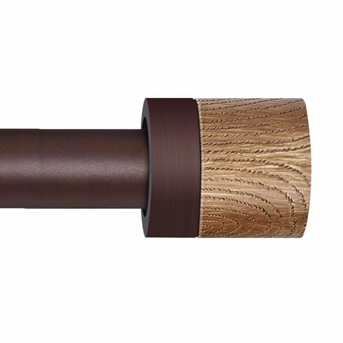 Barras de cortina de bronce para ventanas de 48 a 84 pulgadas (4-7 pies), barras de cortina ajustables de 1 pulgada con remates de grano de madera de imitación, barra de cortina decorativa resistente