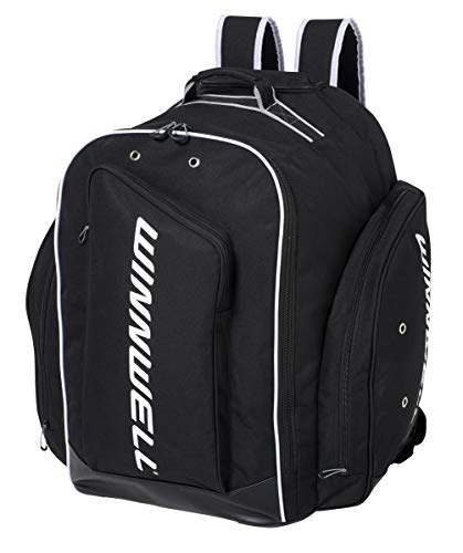 Winnwell Hockey Senior Backpack Equipment Bag, Black, 25x18x18 inch, 600D Polyester with PVC backing, Organized Pockets, 9,720 cubic inches