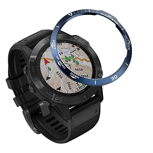 FORFC pour Garmin Fenix 6X / 6X Pro / 6X Sapphire Montre Bezel Bague en Acier Inoxydable Sculpturé Time Scole Cover Cover Anti-SCREAT (Color : B Blue White)