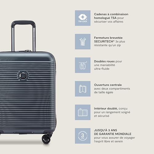 Image of DELSEY PARIS Freestyle 67 cms Medium Check-in Polycarbonate Hard Sided 8 Wheels Spinner Suitcase /Trolley Bag for Travel with TSA Lock- Graphite