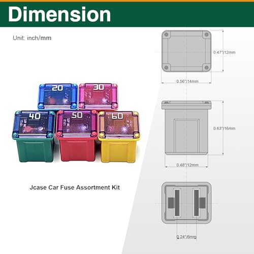 10Pcs Jcase Fuse Kit Car Fuses Assortment Kit Low Profile Box Shaped Automotive Fuses for Pickup Cars, Trucks, RVs, and SUVs(20A/30A/40A/50A/60A, 2pcs Each) - Thumbnail 2