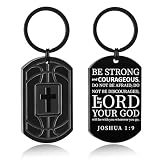 Miss Chipmunk Keychains for Men Football Bible Verse Mens Keychain,Mens Accessories Sport Gifts (Basketball-Joshua 1:9, Black)