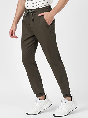 Image of UrbanMark Men 100% Cotton Stretchable Slim Fit Chinos Casual Pants with Drawstring Waist