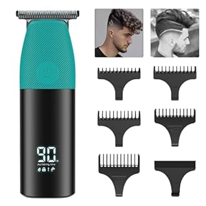 Professional Hair Clippers for Men with 5 Guide Combs, LED Display,Mini Cordless Hair Clippers for Hair Cutting,Rechargeable Barber Clippers for Zero Gapped, IPX6 Waterproof,Mens Gifts, Blue