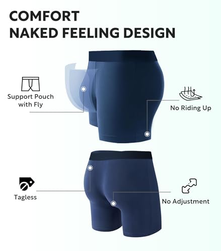 Image of DAVID ARCHY Men's Ultra Soft Underwear Modal Boxer Briefs Slim Fit 6.5 inch | Second Skin Fabric Breathable, Smooth Low-Profile Waistband, Easy Access Side Fly, Tagless Anti Chafing for All-day Comfort