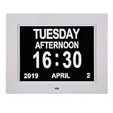 SSINI Large Display Digital Calendar Clock Elderly for Clock with Day & Date - 12 Customised Alarm C