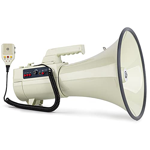 Hornpro Megaphone 75 Watt Siren Bullhorn - Bullhorn Speaker W/Detachable Microphone, Built-In Usb/Sd/Aux- Professional Outdoor Voice For Police & Cheerleading #TOP3