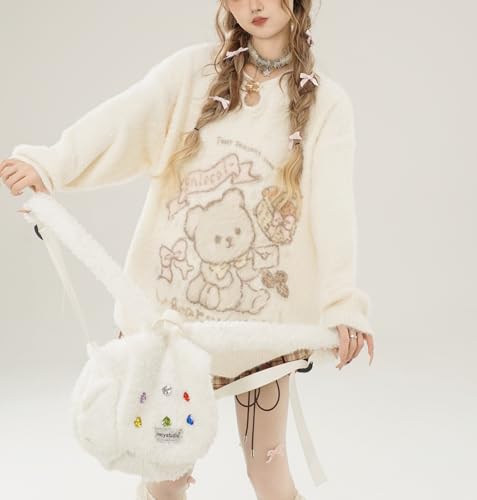 Kawaii Sweaters Women Teen Girls Cute Teddy Bear Pullover Sweater Graphic Sweater Knit Tops Kawaii Clothing4